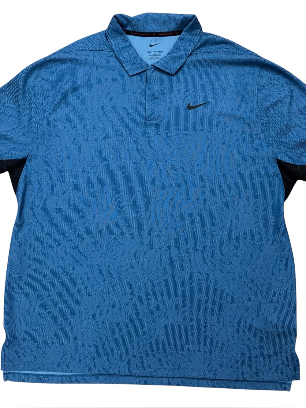 Nike Polo Shirt Mens 2XL Tiger Woods ADV Snap Button Golf Blue Jacquard